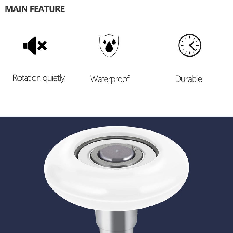 XiKe 12 Pack White 2" Nylon Garage Door Roller 4" Stem, Quiet/Durable and High Load, Use 6200-2RS Double Seals Precision Bearings. - Image 2
